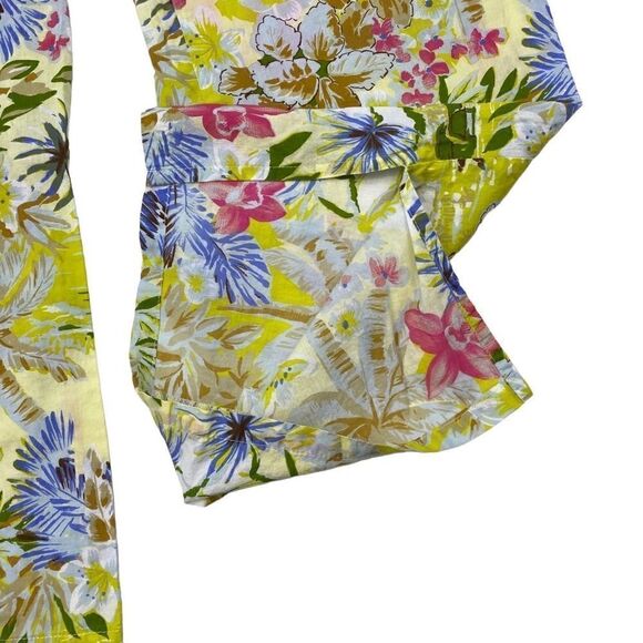 Red Ginger Yellow Floral Beach Pant Medium Slit Ankle - Picture 5 of 6